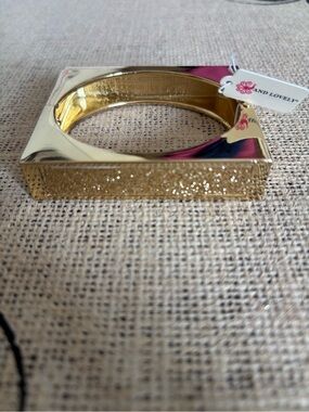 And Lovely Gold Square Hinged Bangle Bracelet by